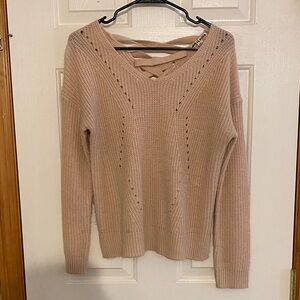 Moral Fiber V-Neck Sweater in Warm Beige